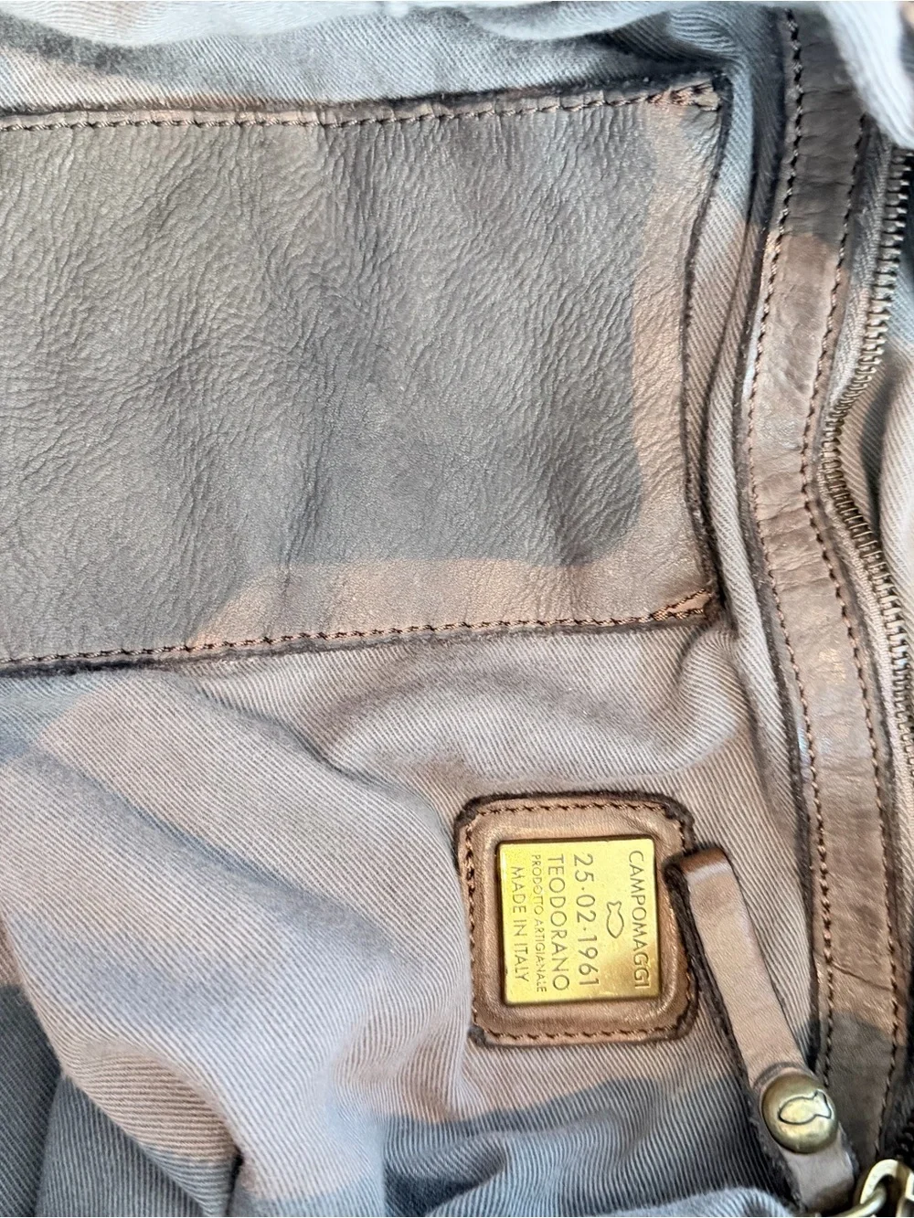 Campomaggi Nelson Brown Leather & Canvas Messenger Bag with Adjustable Strap